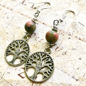 💚Unakite Tree Of Life Earrings🧡